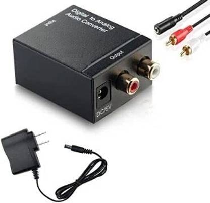 DooBuy Digital to Analog Audio Converter DAC Digital SPDIF Optical to Analog RCAAdapter Toslink Optical to 3.5mm Jack Adapter with Fiber & USB Cable for PS3 HD DVD USB Hub