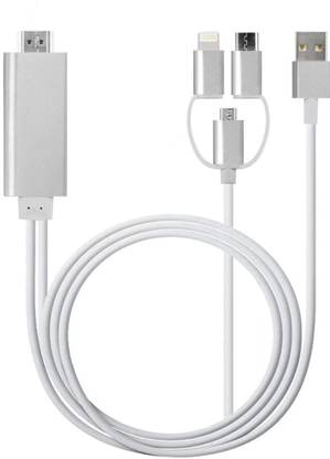 microware  TV-out Cable 3 in1 HDMI Adapter Type-C/Lightning/Micro USB to HDMI, Mirroring Phone to HDTV