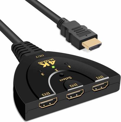 GoodsBazaar  TV-out Cable 3 Port HDMI Switch Splitter 3 in 1 Extender Switcher Converter pigtail hub 4k