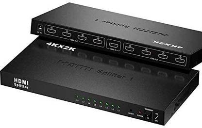 microware  TV-out Cable 1x8 HDMI Splitter, Out Audio Video HDMI 1.4V Splitter, 4k 8 Port HDMI Splitter