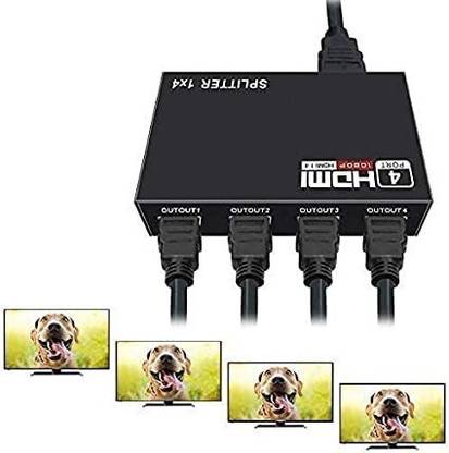 REVALS  TV-out Cable HDMI Splitter 1in4 Out Supports 3D 4K 2K 1080P Supports Multi Monitors Set of 2