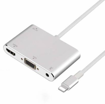 ULTRABYTES  TV-out Cable Lightning To HDMI+VGA+ Audio adapter,3in1 Lightning DigitalAV Adapter For iphone