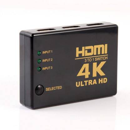 Sancy  TV-out Cable 4K Ultra HD HDMI Switch & Splitter Hub – 3 Inputs with Remote & HDCP