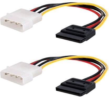WiredCom Power Sharing Cable 0.2 m 2Pcs 4 Pin IDE Molex Male to 15 Pin Serial ATA SATA Hard Drive Adapter Power Cable