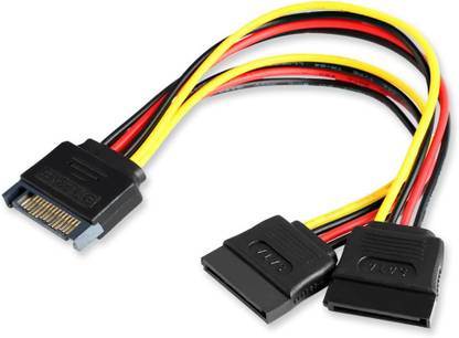 TAAPSEE Power Sharing Cable 0.18 m 1Pc SATA Power Y-Splitter Cable 15 Pin Male - Dual Female Power Y-Cable - 7 Inch
