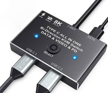 Etzin USB Type C Cable 0 m USB C Switch,Bi-Directional USB C Switcher 2 Computers, USB Type C KVM Switch