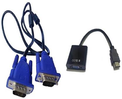 22 TECH  TV-out Cable HDMI to VGA Converter Adapter with VGA Cable Male to Male 1.5 Meter (Blue)