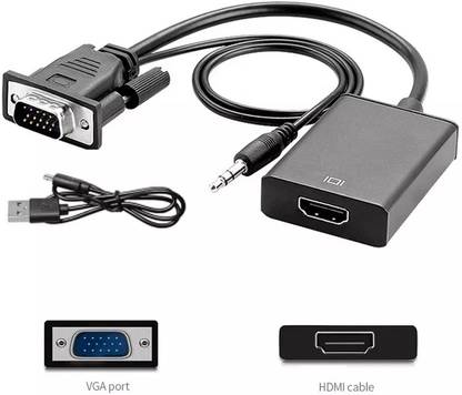 microware  TV-out Cable VGA to HDMI Adapter/Converter Cable with Audio for Computer,Laptop,Projector