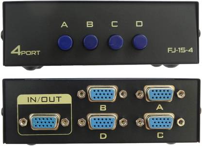 VRISH 4 Port VGA Switch Splitter Box for LCD PC VGA Switch for Projector Monitor Media Streaming Device