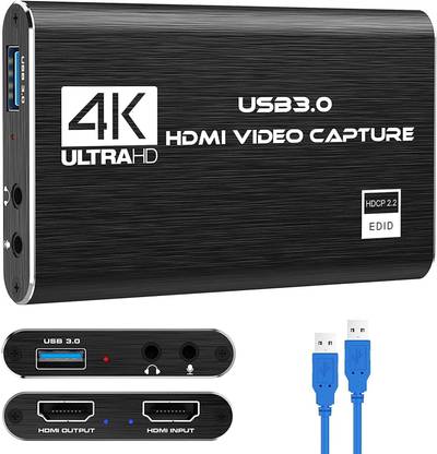 ULTRABYTES 4K Audio Video Capture Card, USB 3.0 HDMI Video Capture Device, Full HD 1080P TV Tuner Card