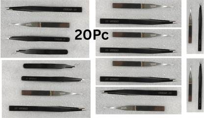 Onkar 5 In 1 Tweezer Set Stainless Steel Powder Coated Combo Set Tweezers Set