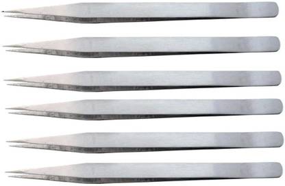 DECRONICS Set of 6 Non-Magnetic Tweezers- Heavy Duty for Electronic Repair & Personal Care