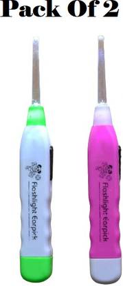 FlyTouch (2Pcs) Flashing Light Led Digging Ear Wax Remover Cleaner Tool (Multicolored)