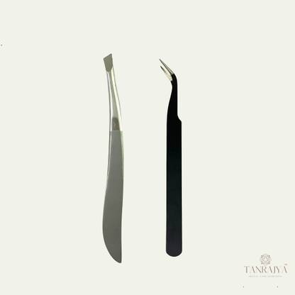 TANRAJYA Slant & Pointed Tweezer Combo (2 Pack) for Eyebrow & Facial Hair