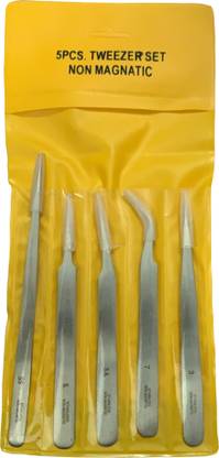 GOGNA 5 Pcs Tweezer Non Magnetic For jewelry & watch making, Mobile & Gadget Repairing
