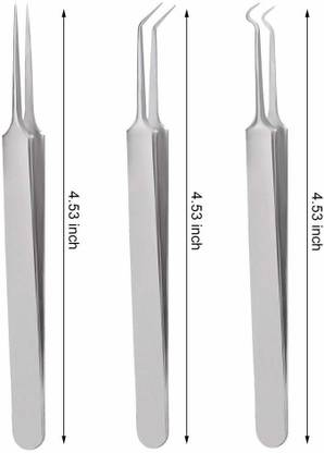 alis Pimple Popping Blackhead Acne Comedone Extractor Whitehead Tweezers Kit for Skin Care Set of 3 Tweezer Set