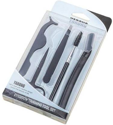 Cosluxe 4Pcs Eyebrow Trimming Kit with Tweezers Scissors Eyebrow Razor and Eyebrow Brush