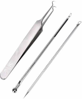 alis Acne Extractor Kit - Tweezer, Needle Loop, Scoop Loop for Ingrown Hairs, Facial Impurities, and Blackhead Removal Set