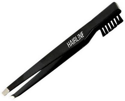 Hair line 2 in 1 Slant Tip Eyebrow Hair Plucking Tweezer Clip and Eyebrows Brush Comb
