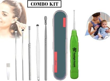 FlyTouch 7 Pcs Earwax Removal Tool Kit With Cleaning With Brush Storage Box & Led Earpick