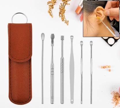 Cartme Ear Cleaner Resuable Kit with LED Flashlight Earpick Tool Box (6 Pcs )