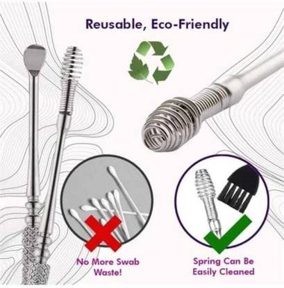 PKK TRADERS Ear wax Remover with LED Flashlight Earpick 2 pack + Ear Wax Cleaner Kit(6 pcs)