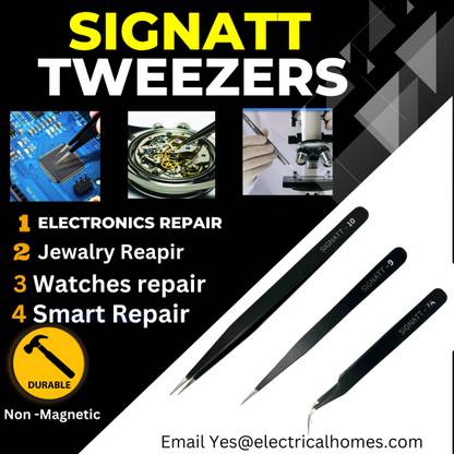 SIGNATT SigNat Tweezers Non-Magnetic Tweezers (Powdered Coated - Black) - Set of 3
