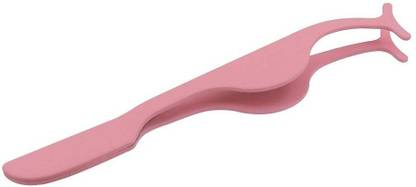 mapperz Stainless Steel False Eyelashes Applicator Too l- Fish Tail Clip Tweezers (Pink)