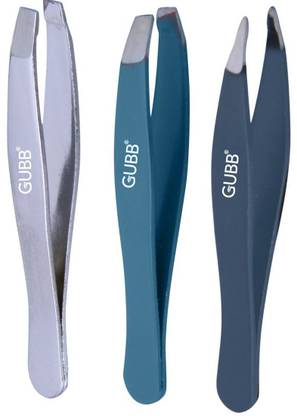 GUBB Professional Tweezers for Eyebrows, Flat , Pointed & Slant Tip Eyebrows Tweezer Set