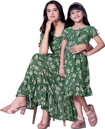 Nautiful Printed Mother & Daughter Dress Twinning Set