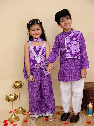 AJ Dezines Printed Sibling Ethnic Twinning Set