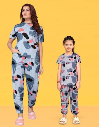 JNVADDORIYA Printed Mother & Daughter Western Sets Twinning Set