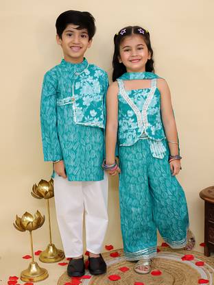AJ Dezines Printed Sibling Ethnic Twinning Set