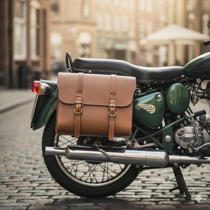 RED ALIENS CRAMEL BROWN Luggage Box Yellow, Beige, Brown Leatherette Motorbike Saddlebag
