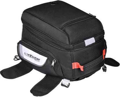 ALLEXTREME Magnetic Tank Bag Faux with Mobile Navigation Pouch Straps Universal for Bikes Saddle Bag Black Leather Motorbike Saddlebag