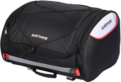 ALLEXTREME 35L Motorcycle Tail Bag Lightweight Multi-Pocket Biker Storage Luggage Box Black Polyester Motorbike Saddlebag