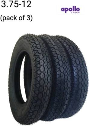APOLLO TYRES 3.75-12 TRISTAR E TYRE (Pack of 3) (without tube) 3.75-12 Front & Rear Two Wheeler Tyre