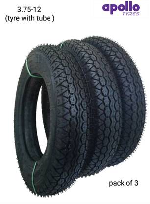 APOLLO TYRES 3.75-12 TRISTAR E E-RICKSHAW TYRE SET 3.75-12 Front & Rear Two Wheeler Tyre
