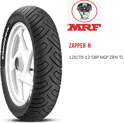 MRF 120/70-12 58P ZAPPER N TL ( APRILIA SXR 125/160 ) 120/70-12 58P Front & Rear Two Wheeler Tyre