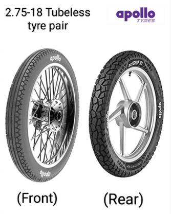 APOLLO TYRES 2.75-18 F7/2.78-18 R1 TUBELESS TYRE PAIR 2.75-18 Front & Rear Two Wheeler Tyre