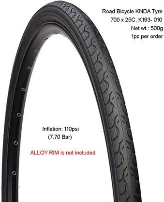 Schrodinger 40090(25C) KNDA Bicycle Cycle Tyre 700x25c 110psi 1pc (wt 0.4kg) NYLON cycle tyre For HYBRID/ MTB/ ROAD Bicycles, 700mm wheel