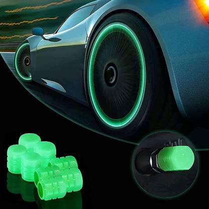 Motopex Wheel Tire Rim Air Valve Cap Radium Tyre Air Cover Glow Radium Light Neon PP01 Car Fancy Lights