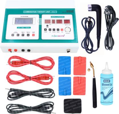 Physiogears 4 in 1 Electro Therapy Physiotherapy Combination Therapy Ultrasonic With IFT+MS+TENS Machine Combo (White) with one year warranty Ultrasound Machine