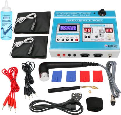 Physiogears 5 In 1 IFT MS Tens Ultrasonic Deep Heat Physiotherapy Machine Electrotherapy Combo Physiotherapy Equipment with One Year Warranty Ultrasound Machine