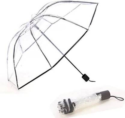 PANKRUH PRODUCTS 1pcs Transparent Portable Umbrella Compact Foldable Manual Open Close Folding Umbrella