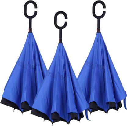 UK Enterprise PACK 3 : C Type Handle Double Layer Inverted Upside Down Reversible Umbrella