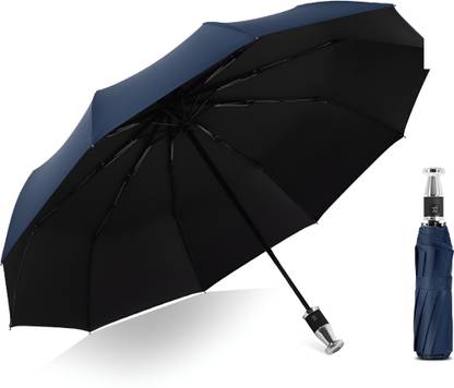 AshandRoh Automatic umbrella Double Canopy Glass Fiber Handle Compact Travel Winfproof Umbrella