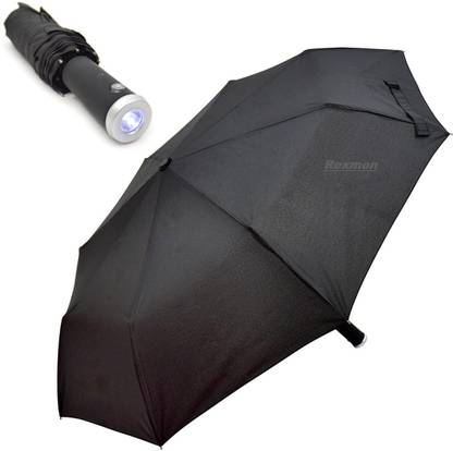 Rexmon Automatic Open Close Umbrella Flashlight Handle Reflective Frame Windproof Umbrella
