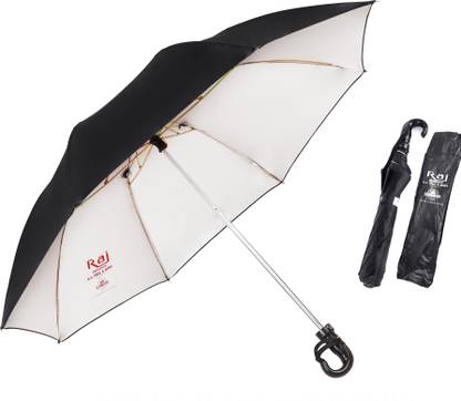 K.C. PAUL & SONS Raj 2 fold heavy duty umbrella for Men & Women, 2 fold umbrella, Black Umbrella