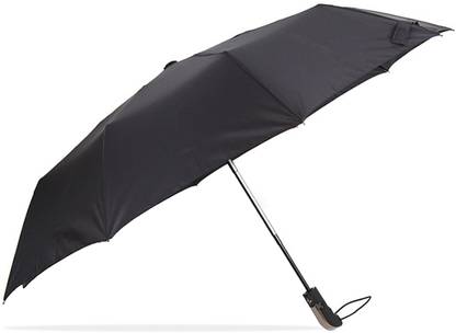KRAPTICK Windproof Travel Folding Automatic Umbrella; Auto Open Close Button, Lightweight 10 Ribs (Black) Umbrella